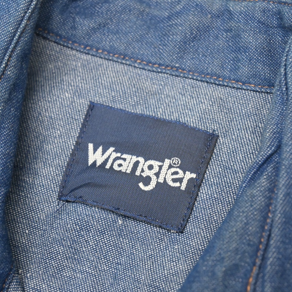 Vtg Wrangler Large Cotton Denim Pearl Snap L/S Western Rockabilly Rodeo Shirt - Picture 5 of 12